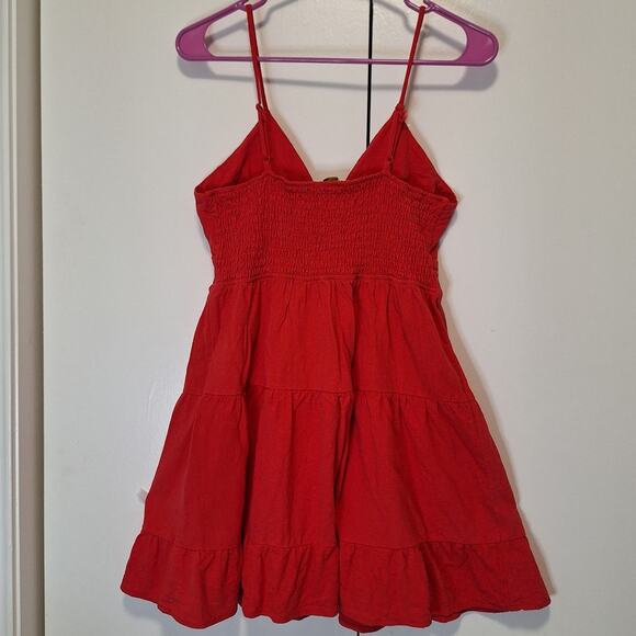 monteau Los Angeles Red Rayon Linen Blend Mini Dress Sz Medium - Picture 4 of 7